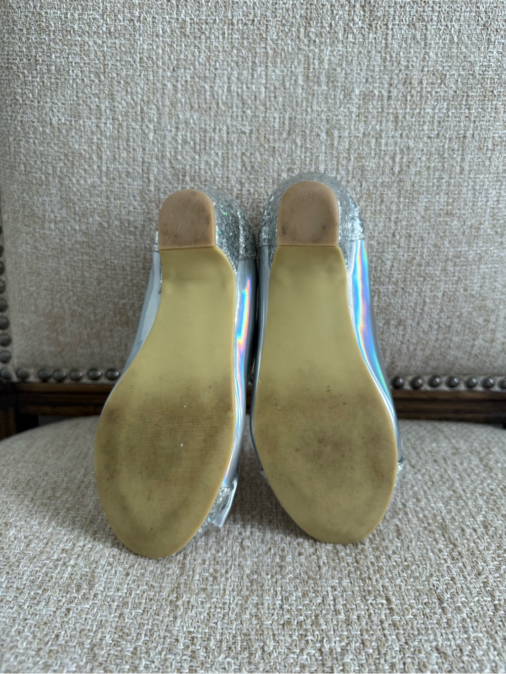 Disney Princess silver Glitter bow dress up shoes The Little Mermaid toddler 12 - Picture 4 of 4